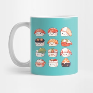 Feast for Sushi Lovers: Diverse Delights and Delectable Rolls. Mug